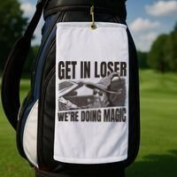 Get In Loser We're Doing Magic Wizard Parody Retro Golf Towel thumb 2