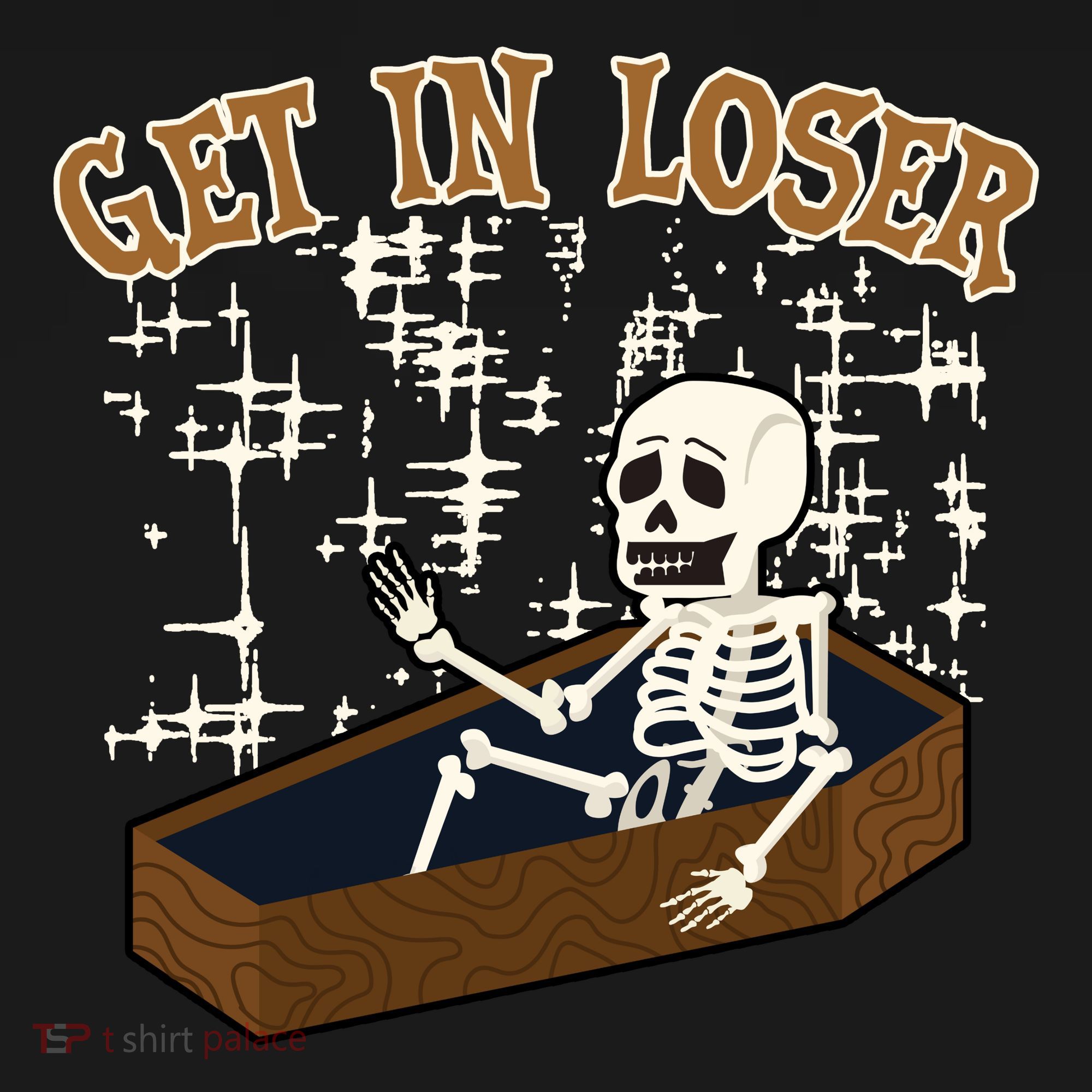 Get In Loser Funny Skeleton Halloween Toddler Hoodie