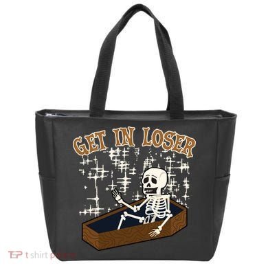 Get In Loser Funny Skeleton Halloween Tote Bag