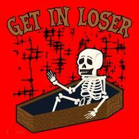 Get In Loser Funny Skeleton Halloween Santa Hat thumb 1