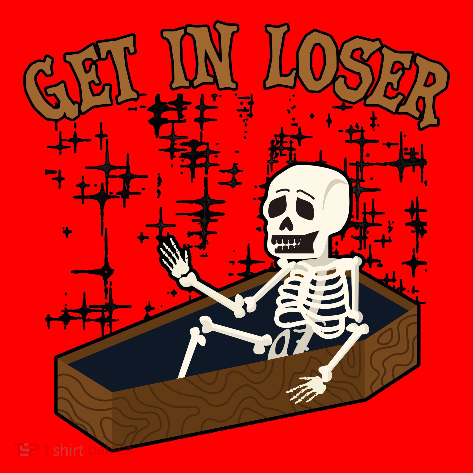 Get In Loser Funny Skeleton Halloween Santa Hat