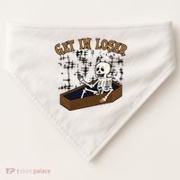 Get In Loser Funny Skeleton Halloween USA-Made Doggie Bandana thumb 0