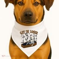 Get In Loser Funny Skeleton Halloween USA-Made Doggie Bandana thumb 1