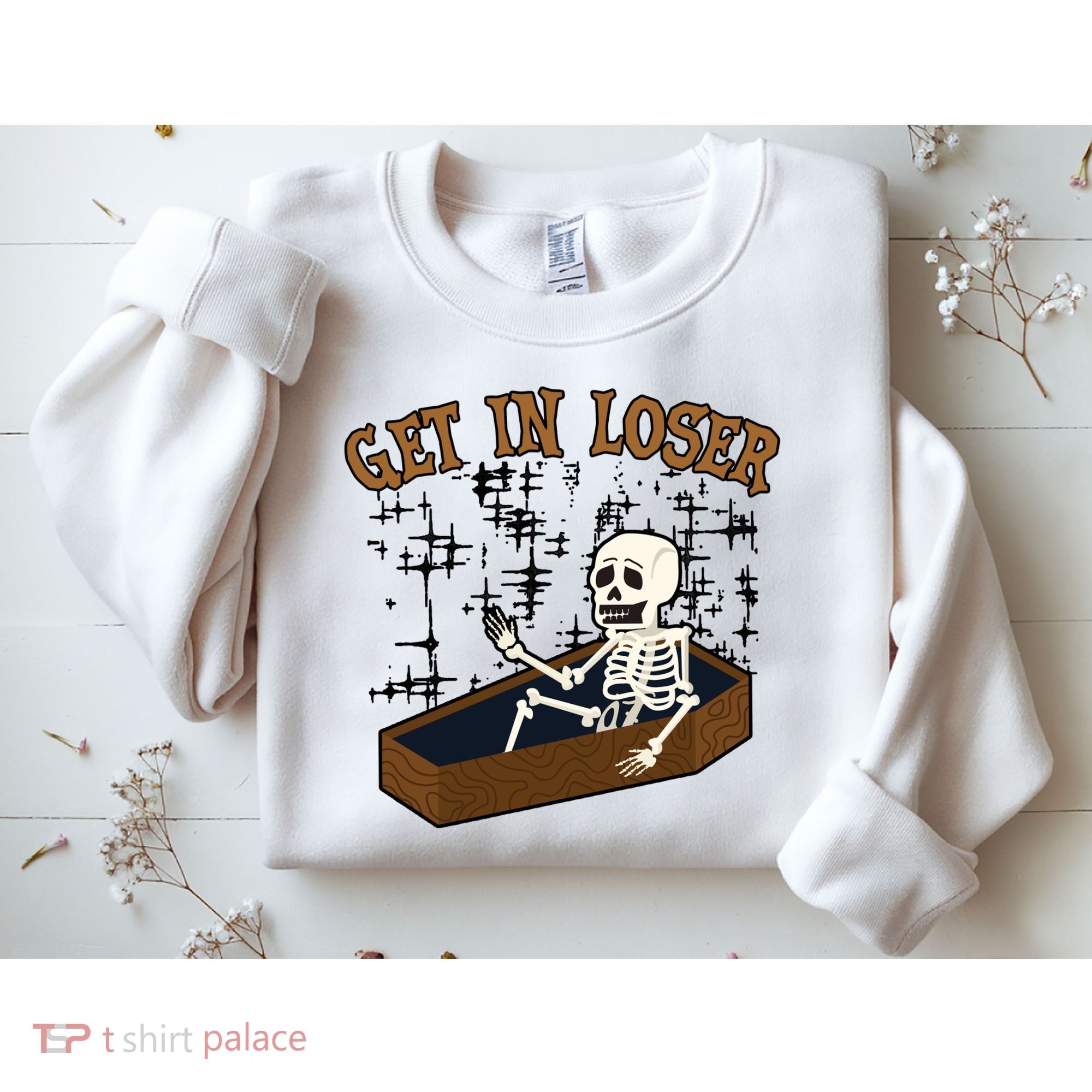 Get In Loser Funny Skeleton Halloween Sweatshirt