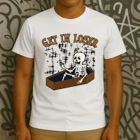 Get In Loser Funny Skeleton Halloween T-Shirt thumb 3