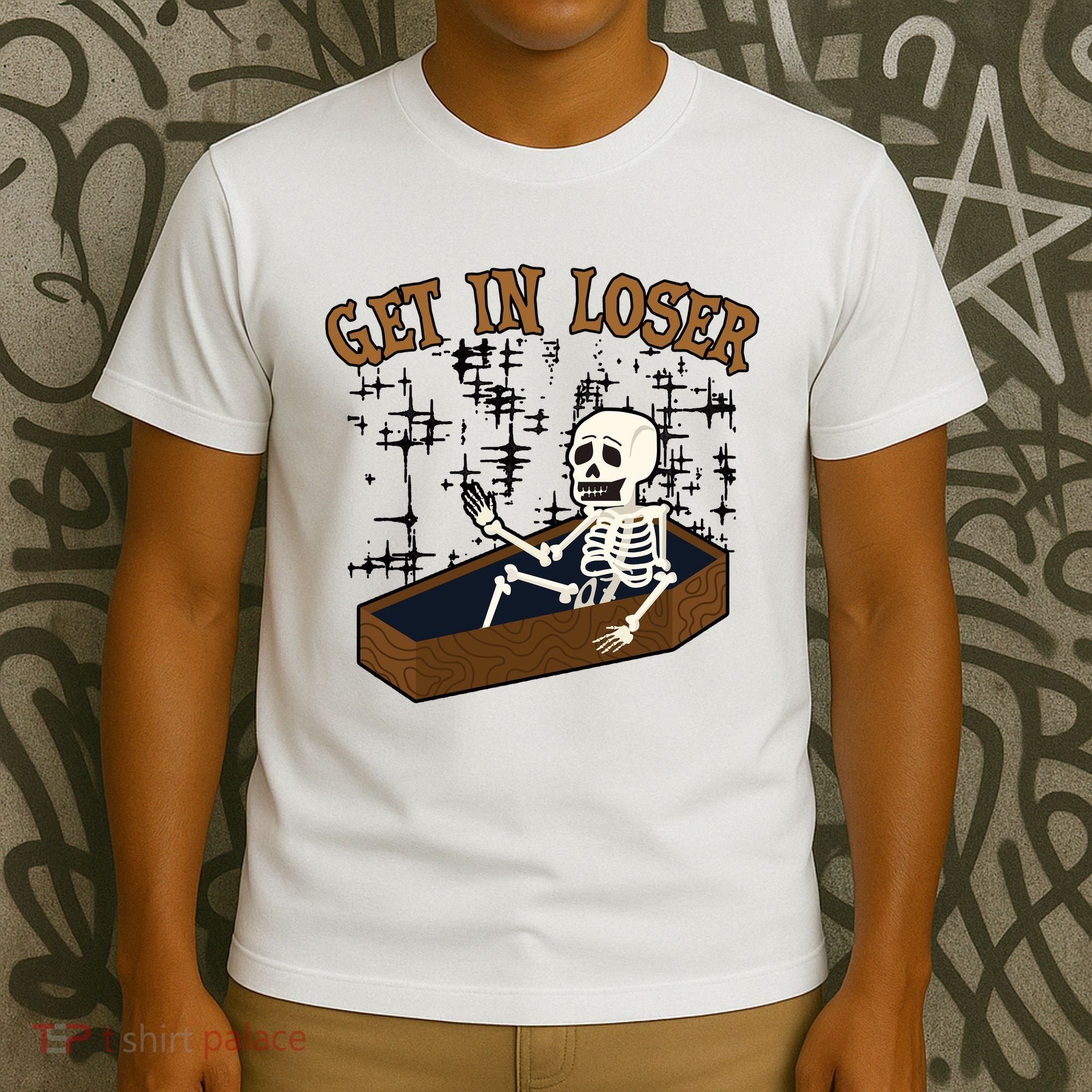 Get In Loser Funny Skeleton Halloween T-Shirt