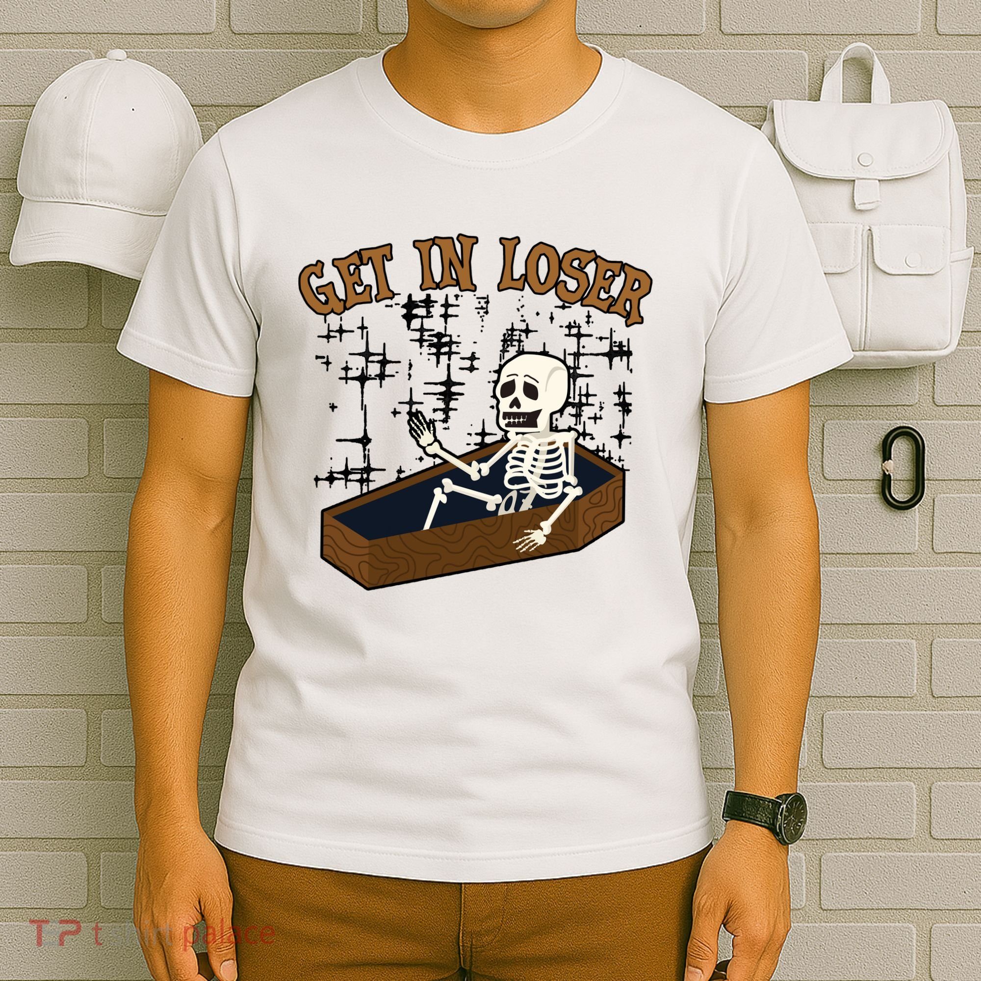 Get In Loser Funny Skeleton Halloween T-Shirt