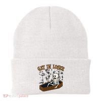 Get In Loser Funny Skeleton Halloween Beanie thumb 0