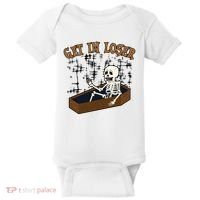Get In Loser Funny Skeleton Halloween Baby Bodysuit thumb 0