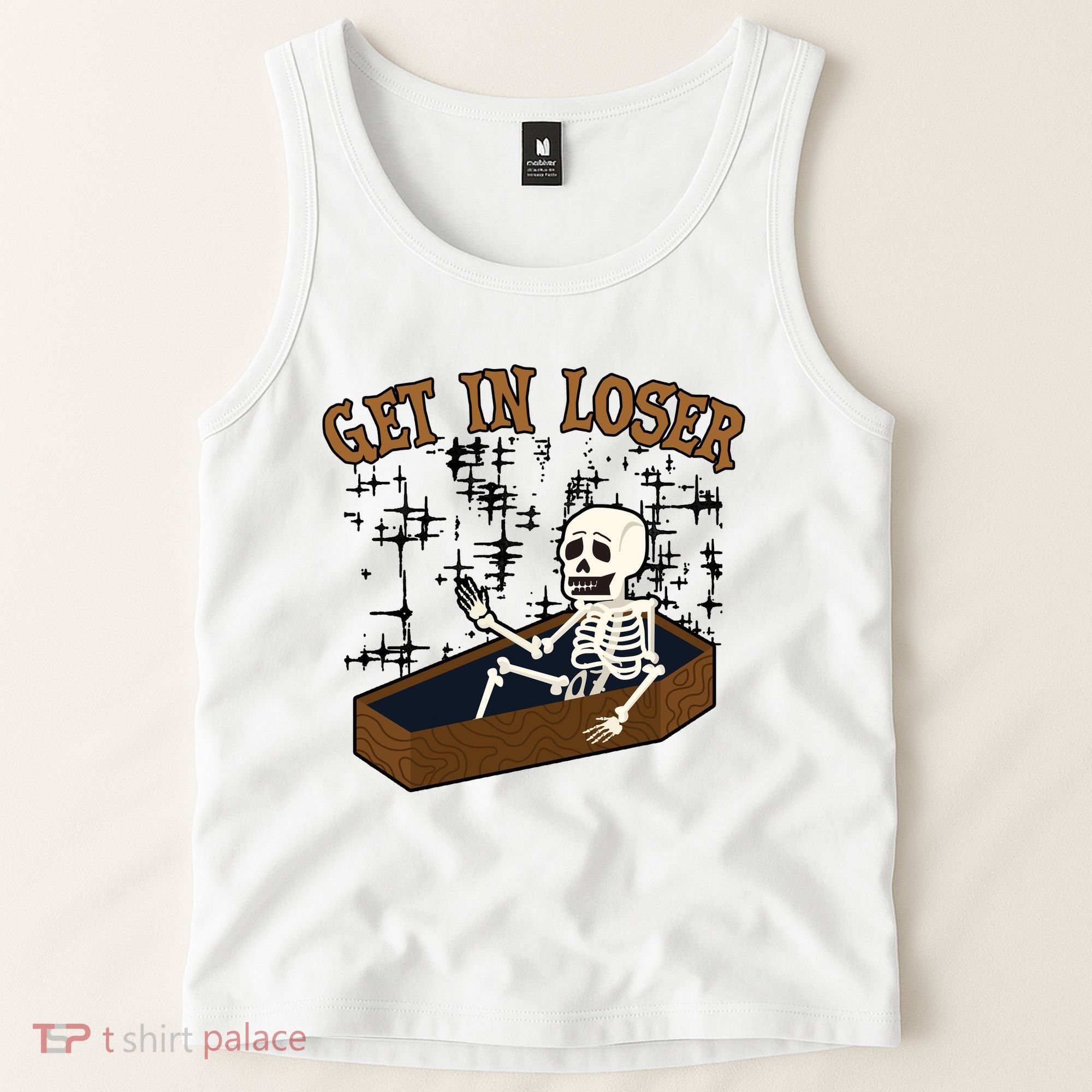 Get In Loser Funny Skeleton Halloween Tank Top