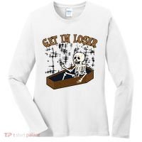 Get In Loser Funny Skeleton Halloween Women's Long Sleeve Shirt thumb 0