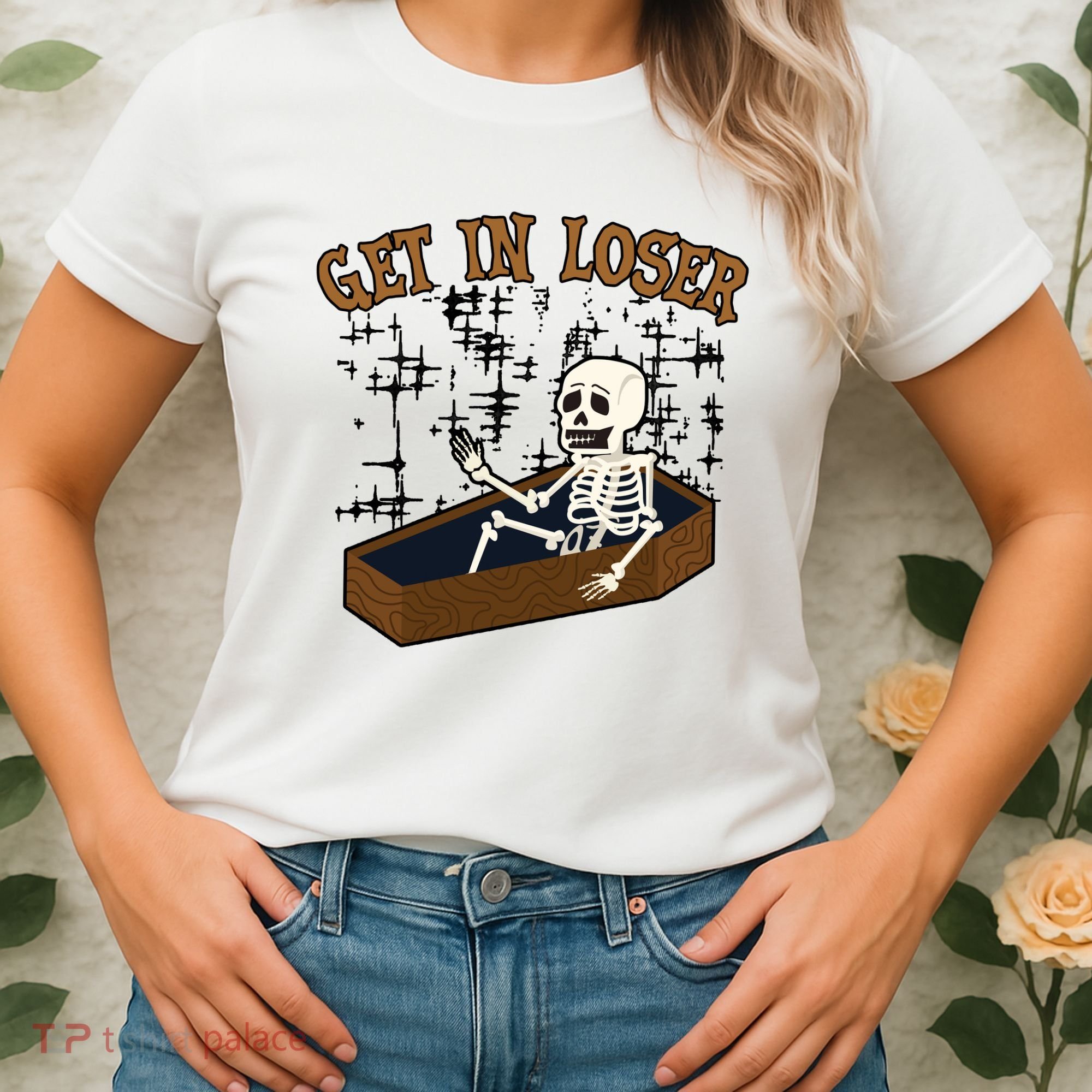 Get In Loser Funny Skeleton Halloween Women's T-Shirt