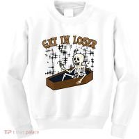 Get In Loser Funny Skeleton Halloween Kids Sweatshirt thumb 0