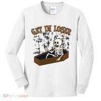 Get In Loser Funny Skeleton Halloween Kids Long Sleeve Shirt thumb 0