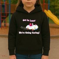 Get In Loser Were Going Caring Funny Bear Kids Hoodie thumb 3