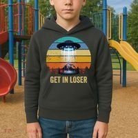 Get In Loser Alien Bigfoot Plus Size Kids Hoodie thumb 2