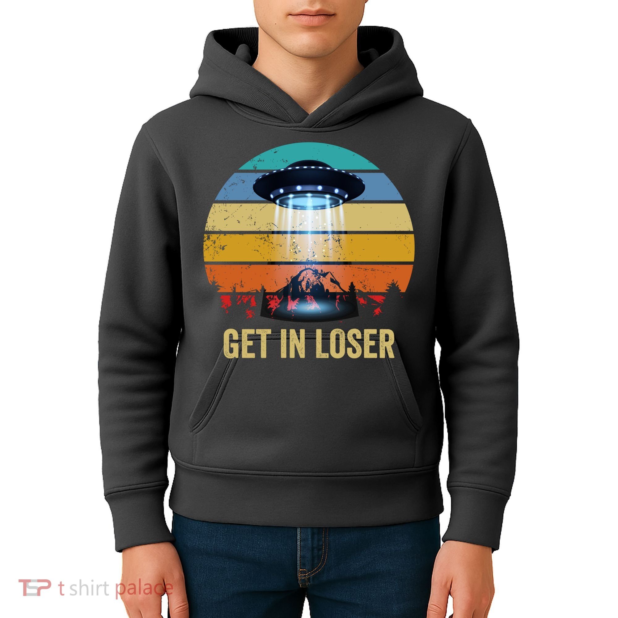 Get In Loser Alien Bigfoot Plus Size Kids Hoodie
