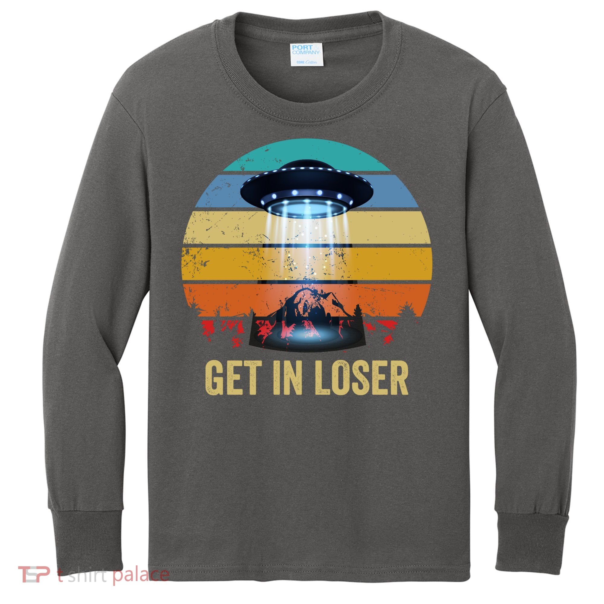 Get In Loser Alien Bigfoot Plus Size Kids Long Sleeve Shirt