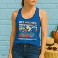 Get In Loser Trouble Aint Gonna Make Itself Funny Raccoon Gift Women's Tank Top thumb 2
