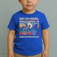 Get In Loser Trouble Aint Gonna Make Itself Funny Raccoon Gift Toddler T-Shirt thumb 2