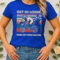 Get In Loser Trouble Aint Gonna Make Itself Funny Raccoon Gift Women's T-Shirt thumb 2