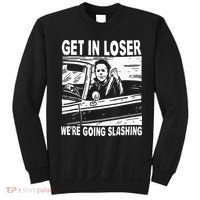 Get In Loser We're Going Slashing Horror Character Halloween Sweatshirt thumb 0
