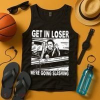 Get In Loser We're Going Slashing Horror Character Halloween Tank Top thumb 4