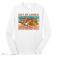 Get In Loser We're Getting Tacos Cats Long Sleeve Shirt thumb 0