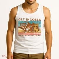 Get In Loser We're Getting Tacos Cats Tank Top thumb 3