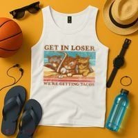 Get In Loser We're Getting Tacos Cats Tank Top thumb 4
