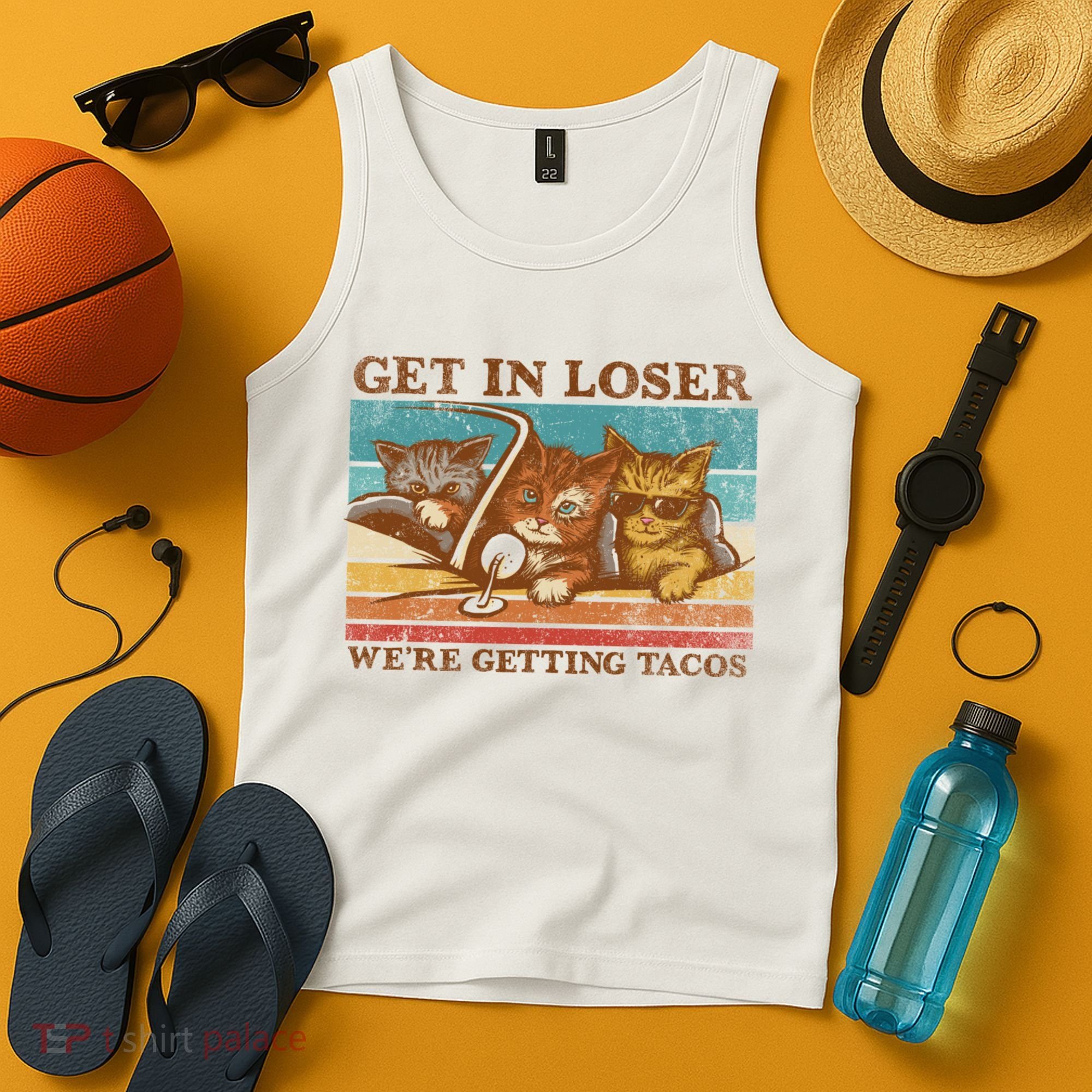 Get In Loser We're Getting Tacos Cats Tank Top