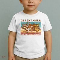 Get In Loser We're Getting Tacos Cats Toddler T-Shirt thumb 2