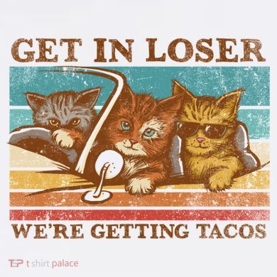 Get In Loser We're Getting Tacos Cats Women's V-Neck T-Shirt