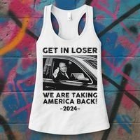 Get In Loser We Are Talking America Back Trump 2024 Women's Tank Top thumb 3