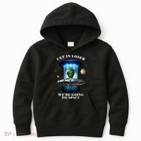 Get In Loser Funny Alien Going To Space Kids Hoodie thumb 0
