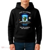 Get In Loser Funny Alien Going To Space Kids Hoodie thumb 4