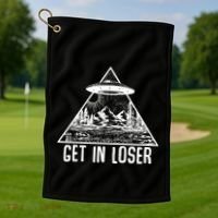 Get In Loser Alien Golf Towel thumb 1
