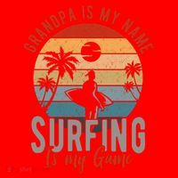 Grandpa Is My Name Surfing Is My Game Santa Hat thumb 1