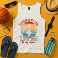 Grandpa Is My Name Surfing Is My Game Tank Top thumb 4