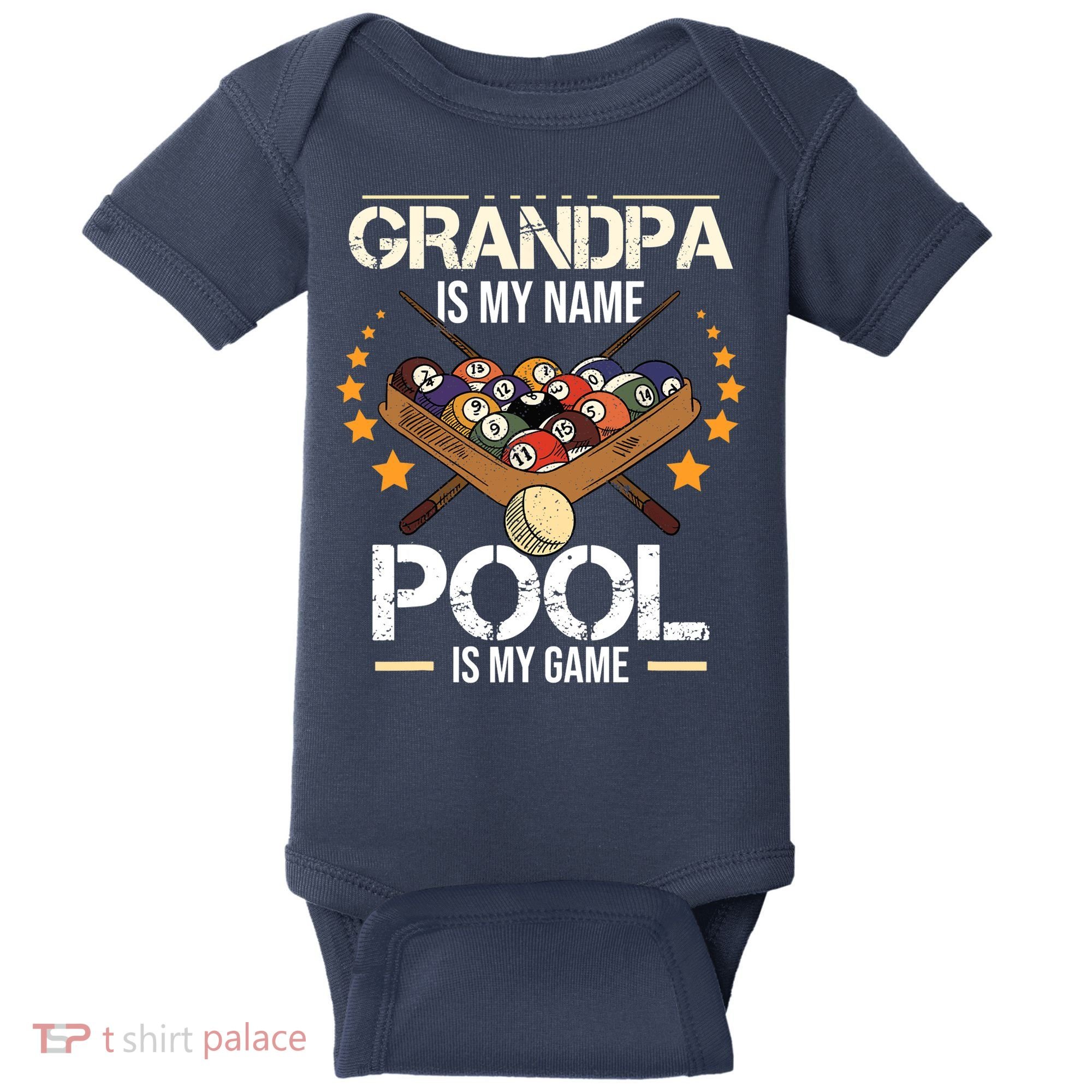 Grandpa Is My Name Pool Is My Game | Funny Billiard Player Baby Bodysuit