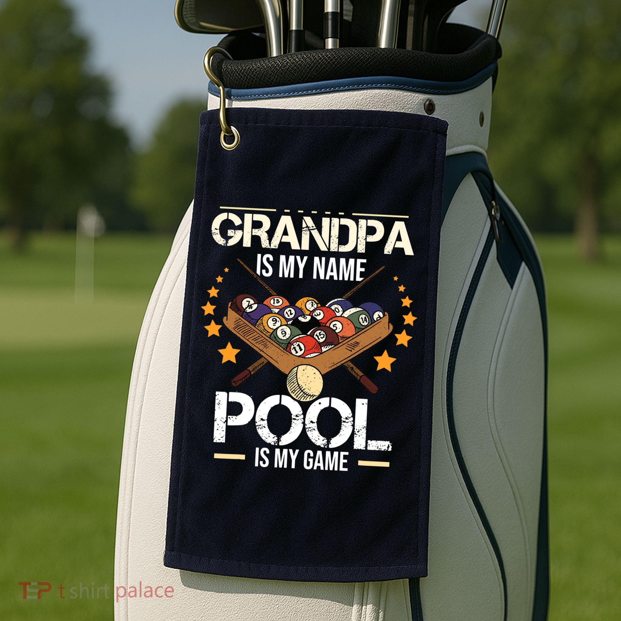 Grandpa Is My Name Pool Is My Game | Funny Billiard Player Golf Towel