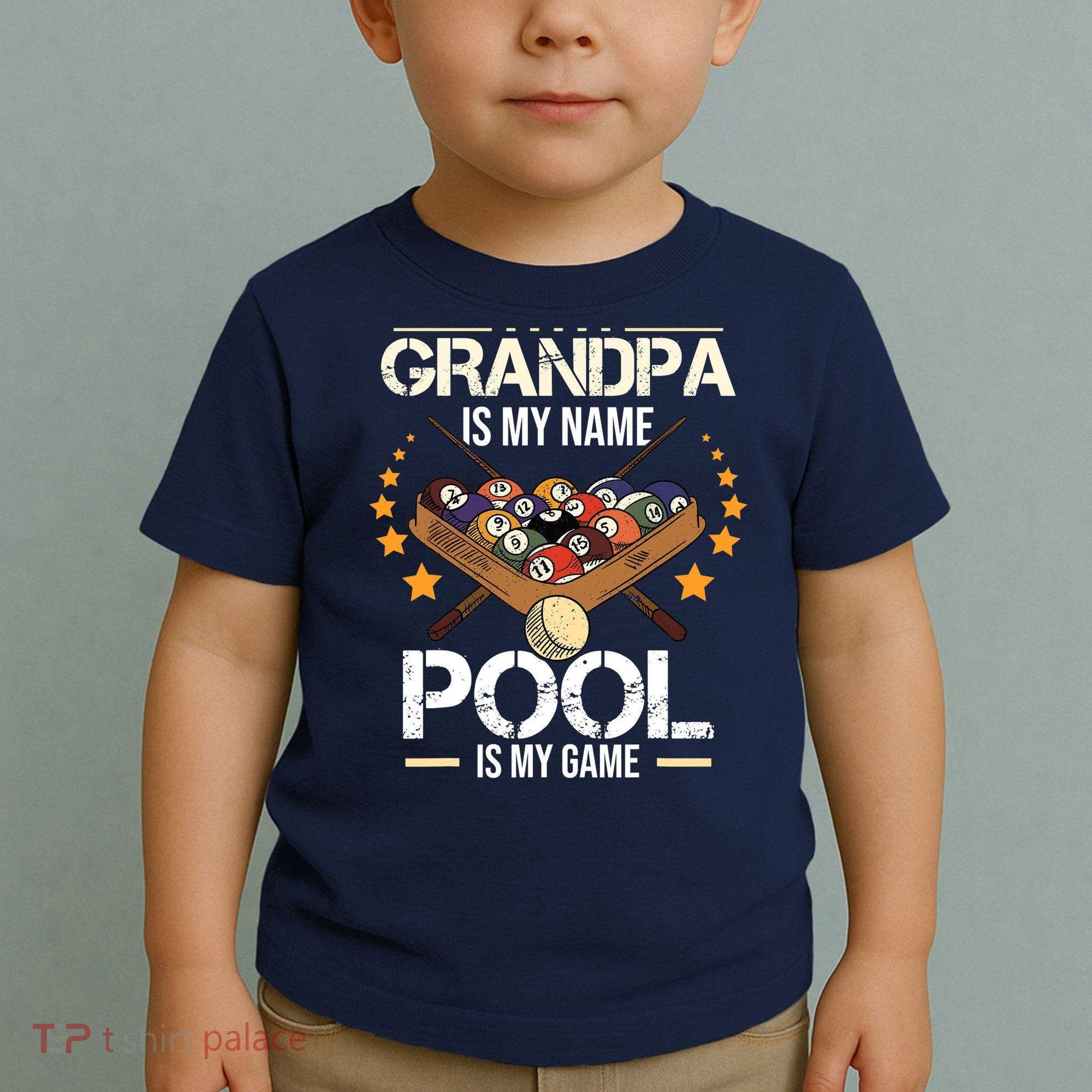 Grandpa Is My Name Pool Is My Game | Funny Billiard Player Toddler T-Shirt