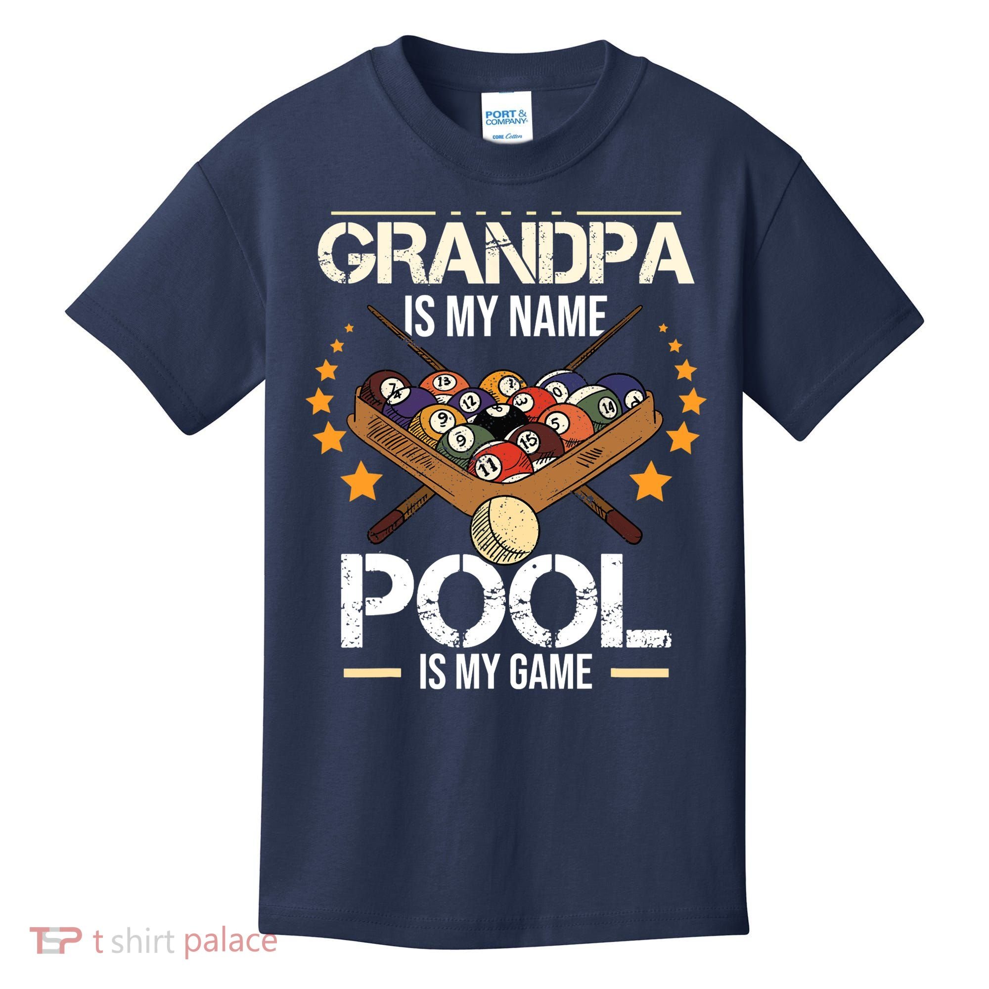 Grandpa Is My Name Pool Is My Game | Funny Billiard Player Kids T-Shirt