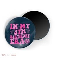 Groovy In My 8th Birthday Era Eight 8 Years Old Birthday Magnet thumb 0