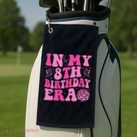 Groovy In My 8th Birthday Era Eight 8 Years Old Birthday Golf Towel thumb 2