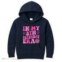 Groovy In My 8th Birthday Era Eight 8 Years Old Birthday Kids Hoodie thumb 0