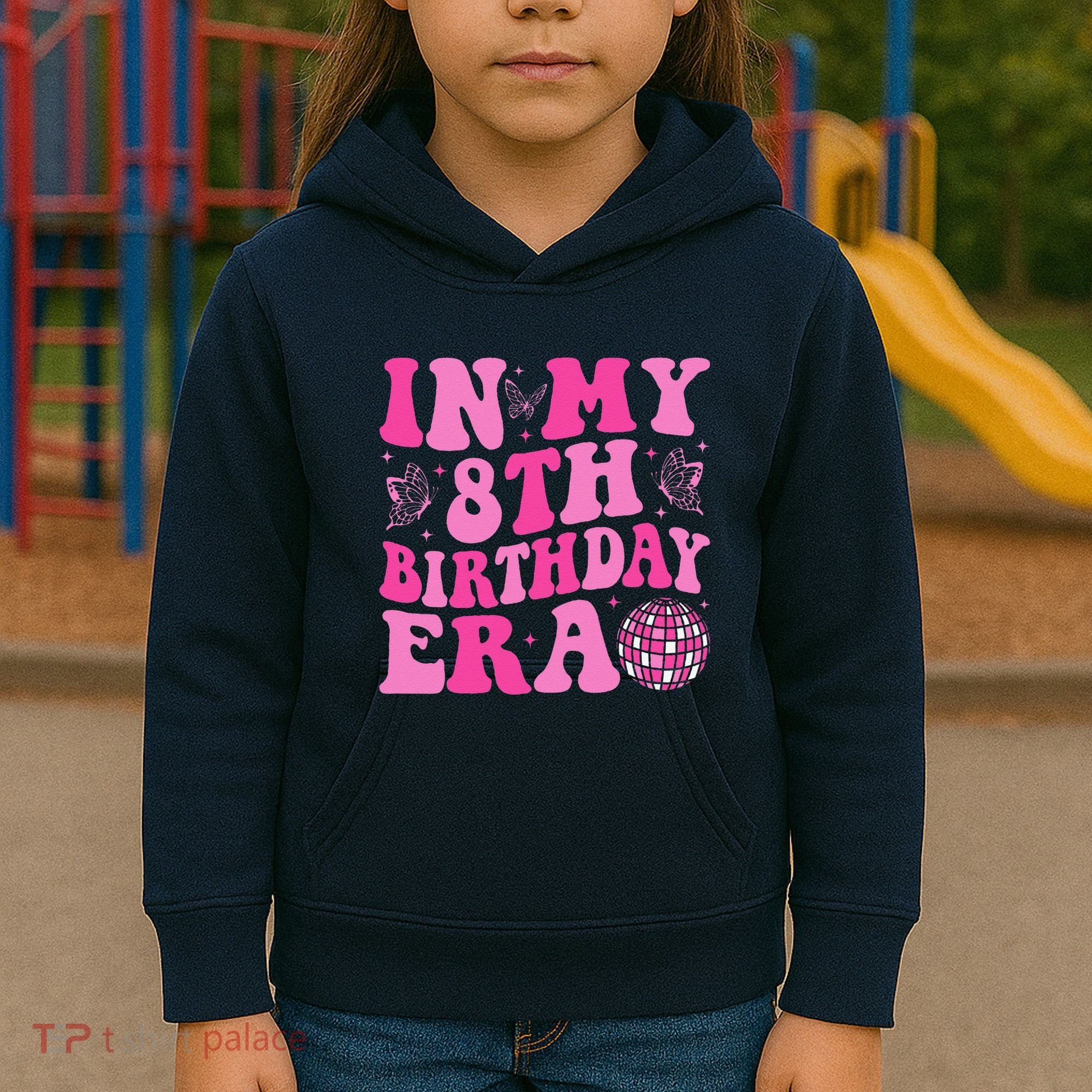 Groovy In My 8th Birthday Era Eight 8 Years Old Birthday Kids Hoodie