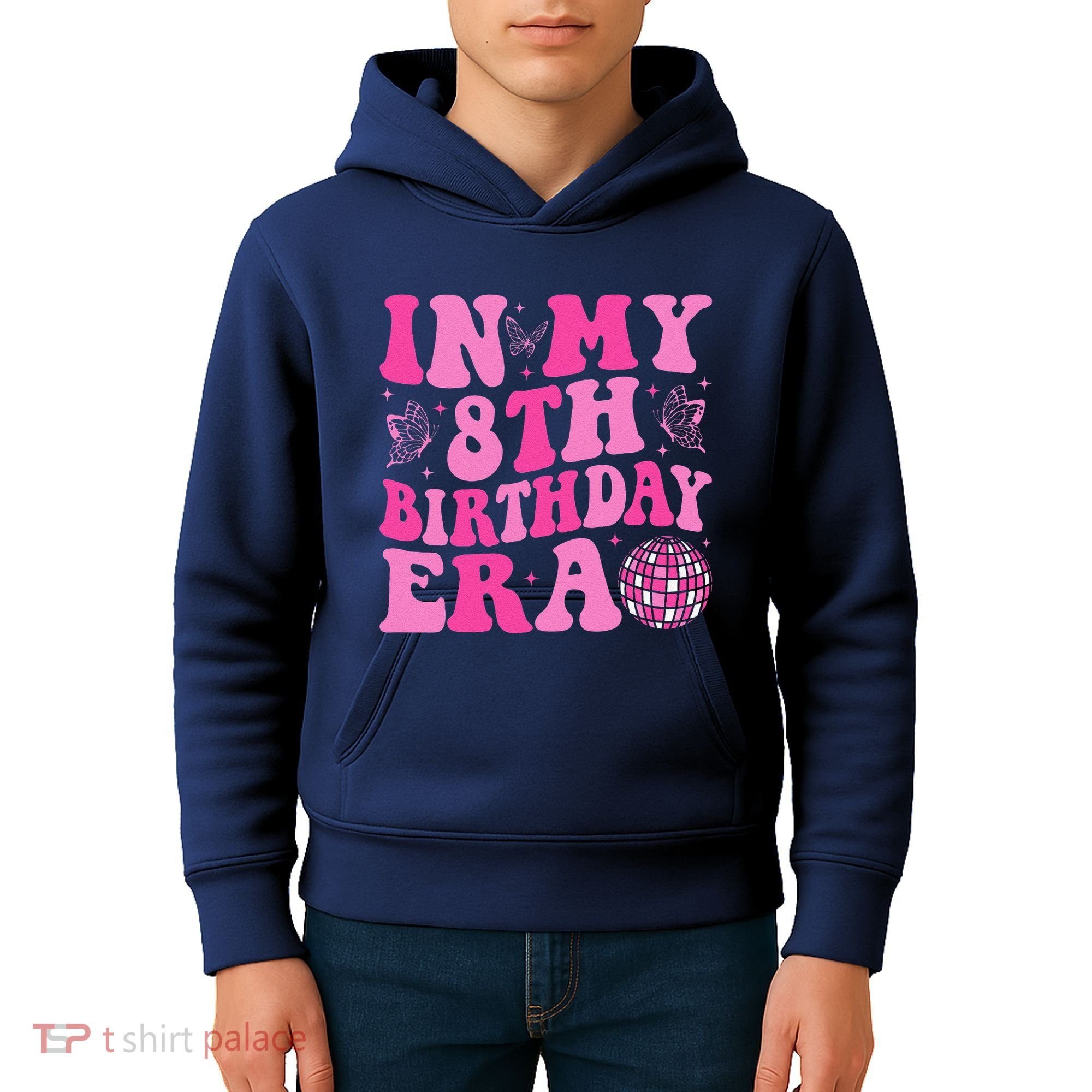 Groovy In My 8th Birthday Era Eight 8 Years Old Birthday Kids Hoodie