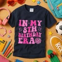 Groovy In My 8th Birthday Era Eight 8 Years Old Birthday Kids T-Shirt thumb 3