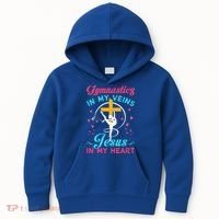 Gymnastics In My Veins Jesus In My Heart Funny Gift Kids Hoodie thumb 0